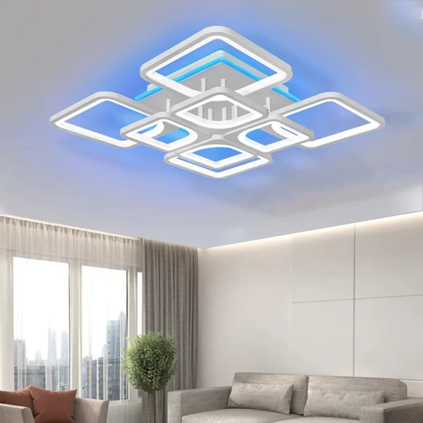 Smart Ceiling Chandelier with Remote Backlight Individually Controlled White Pendant Lighting